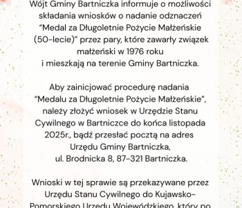 Informacja dla małżeństw z długoletnim pożyciem małżeńskim