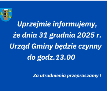 Zmiana godzin pracy Urzędu Gminy